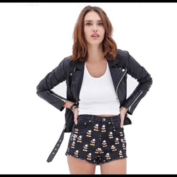 Disney Mickey Mouse Denim Cutoff Shorts Black 26 - Picture 2 of 12